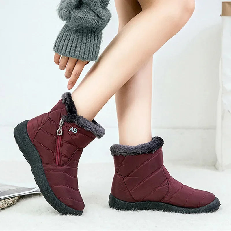 Women Boots Snow Keep Warm Shoes Woman Waterproof Platform Boots Zipper Boots Ladies Flat Fashion Botas Mujer Winter Boot Female