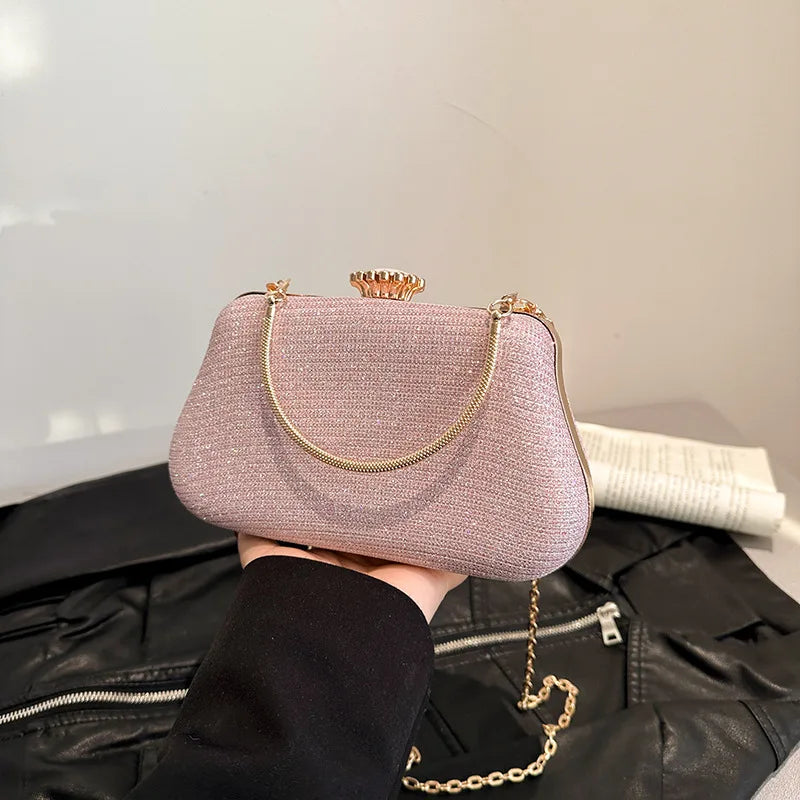 Luxury High Design Women Evening Bag Brand Party Banquet Glitter Bag For Ladies Wedding Clutch Handbag Shoulder Bag Chain Bolsas