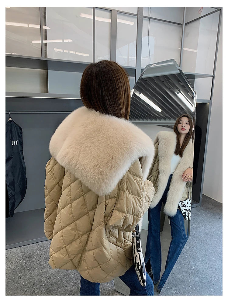 2024 Luxury Fur Collar Long Coats 2024 Women Winter Soft Warm Loose Jacket Puffer Parka Female Windproof Snow Outwear Coats