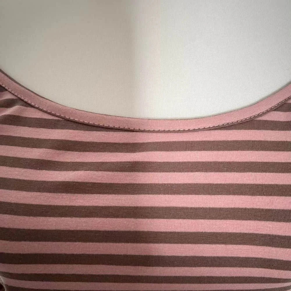 Sweet  Gentle Retro Stripe Versatile Tee Slim Fit Long Sleeved T-shirt Round Neck Bottom Shirt Short Top Female Clothes