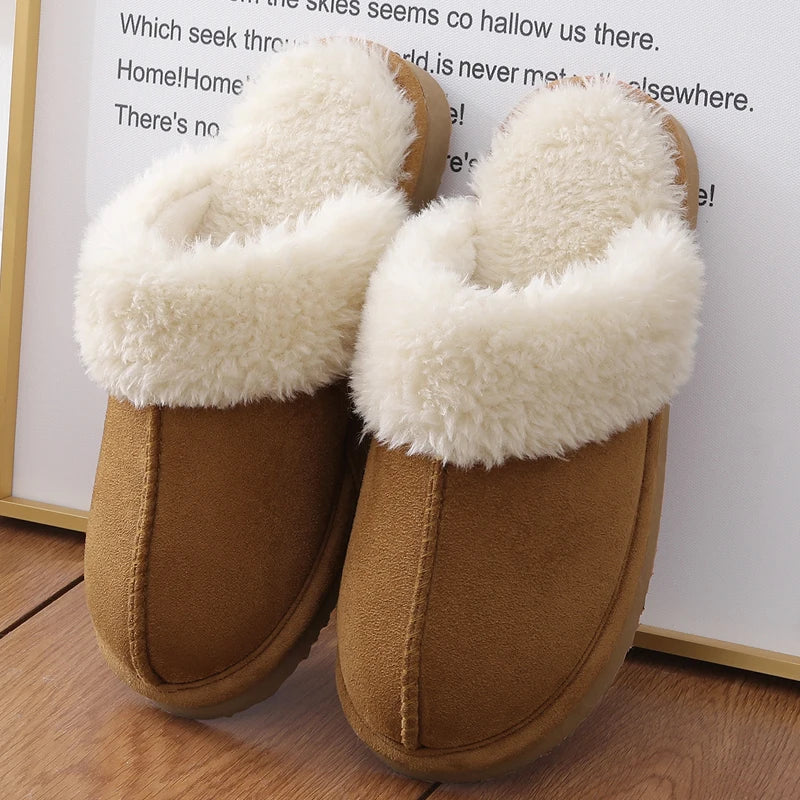 Litfun Faux Fur House Plush Slippers Fluffy Winter Slippers For Women Furry Fuzzy Home Shoes Women Warm Comfy Mute Flats Slides