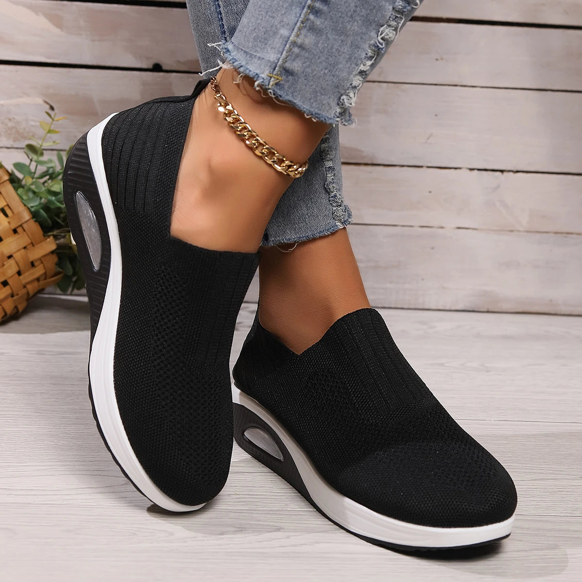 Women Walking Shoes Air Cushion Non Slip Orthopedic Shoes Ladies Platform Mules Breathable Wedge Female Sneakers