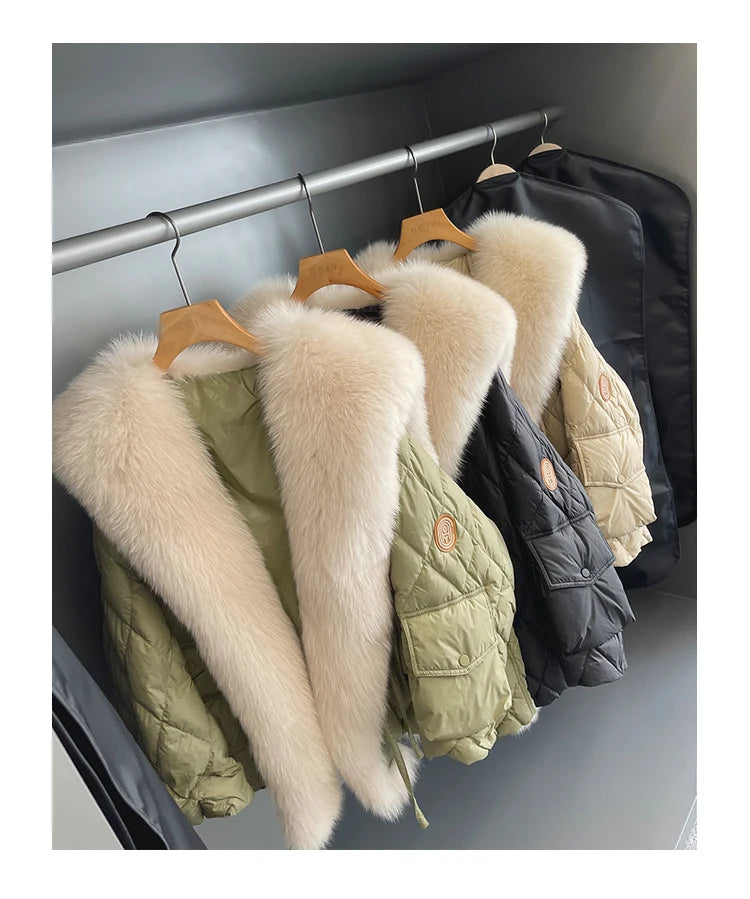 2024 Luxury Fur Collar Long Coats 2024 Women Winter Soft Warm Loose Jacket Puffer Parka Female Windproof Snow Outwear Coats