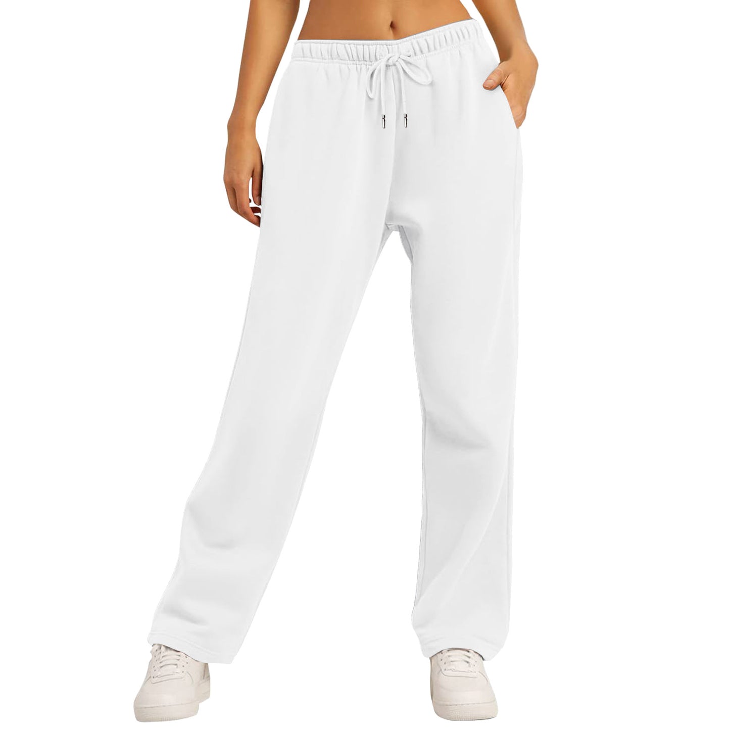 Wide Leg Pants For Women’S Fleece Lined Sweatpants Straight Pants Bottom All-Math Plain Fitness Joggers Pants Travel Basic