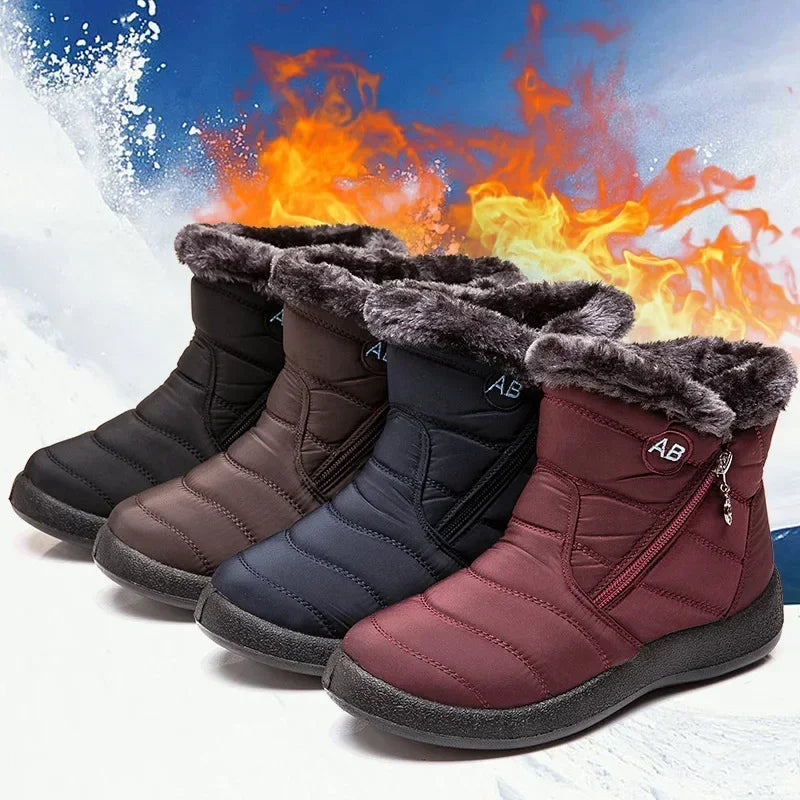 Women Boots Snow Keep Warm Shoes Woman Waterproof Platform Boots Zipper Boots Ladies Flat Fashion Botas Mujer Winter Boot Female