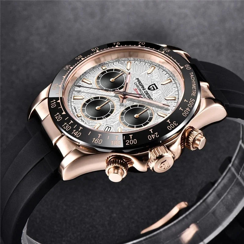 Original New PAGANI DESIGN PD-1664 Luxury Japan VK63 Movt Quartz Wristwatches Sapphire Waterproof Chronograph Gold Reloj Hombre