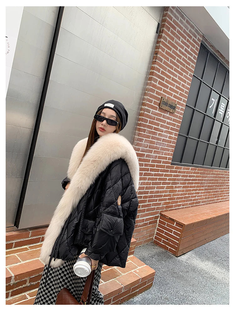 2024 Luxury Fur Collar Long Coats 2024 Women Winter Soft Warm Loose Jacket Puffer Parka Female Windproof Snow Outwear Coats