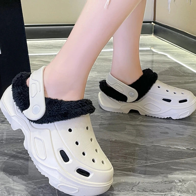 Women's Plush Cotton Slippers Winter Comfort Indoor Anti-skid Shoes Flat Shoes Family Bedroom Floor Slippers Internet Celebrity