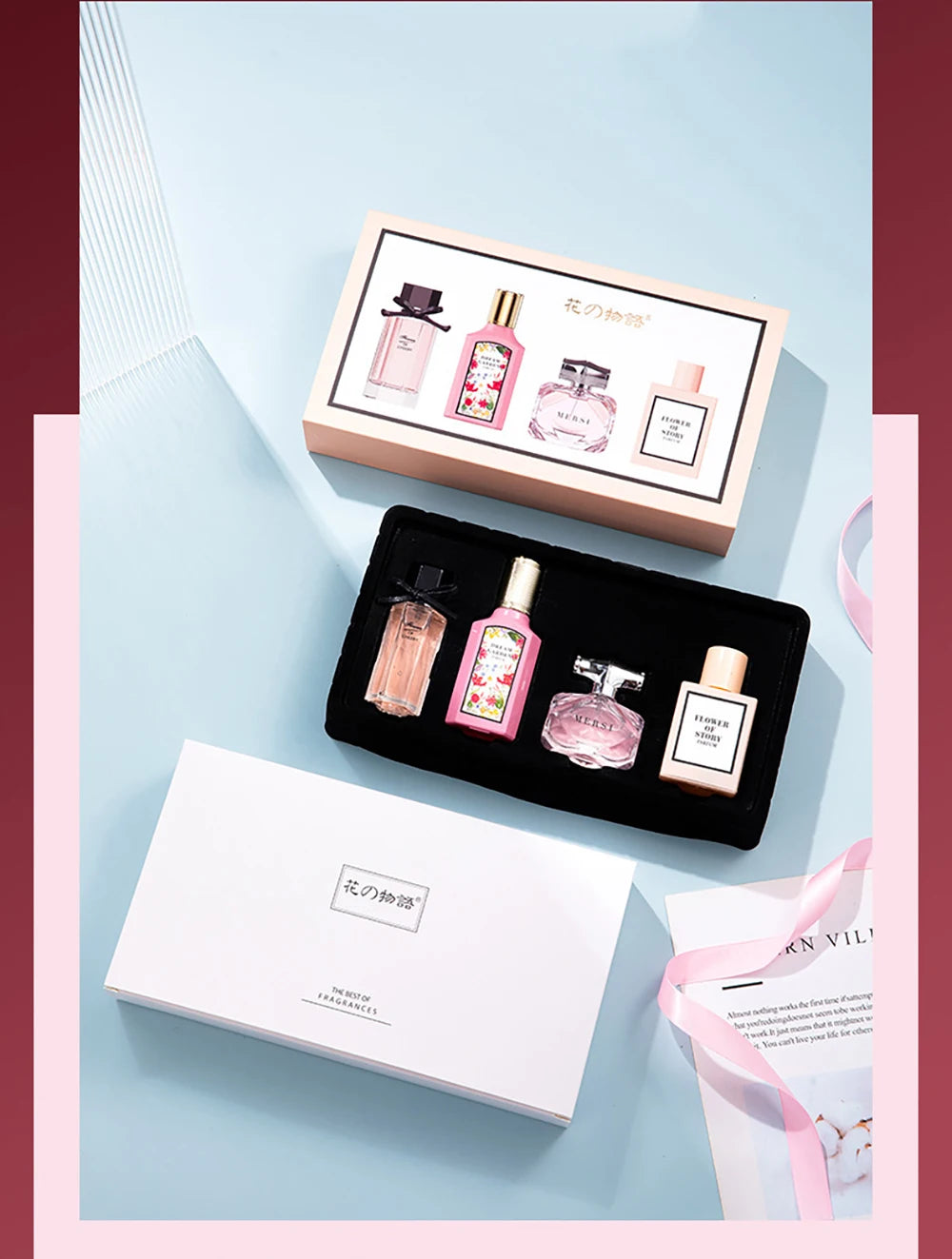 Floral Scent Gift Box 110ml Four Piece Set Women Perfume Pheromone Eau De Parfum Men Cologne Perfumes De Mujer Lasting Fragrance