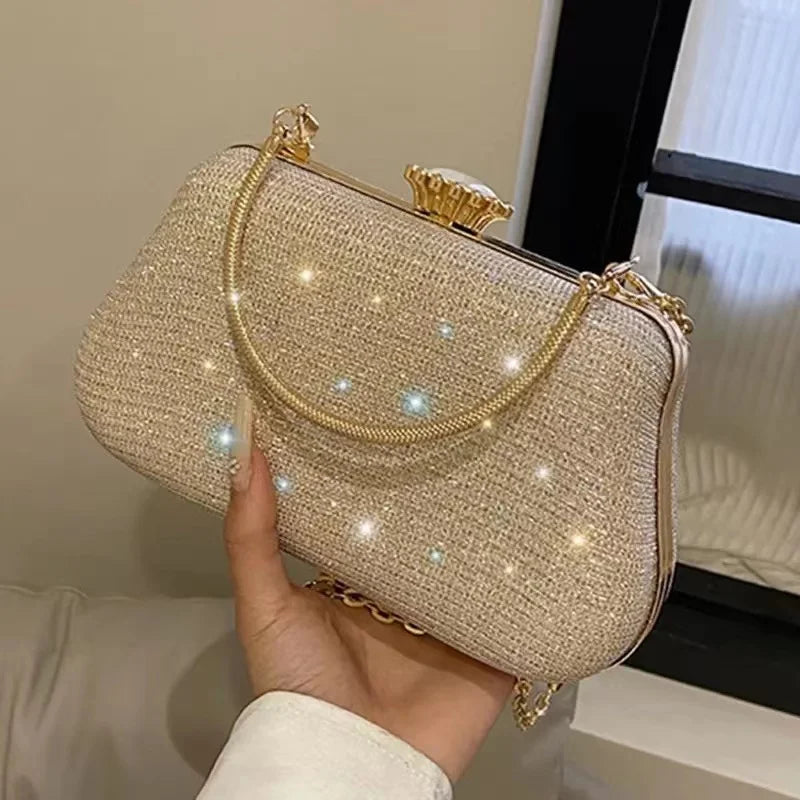 Luxury High Design Women Evening Bag Brand Party Banquet Glitter Bag For Ladies Wedding Clutch Handbag Shoulder Bag Chain Bolsas