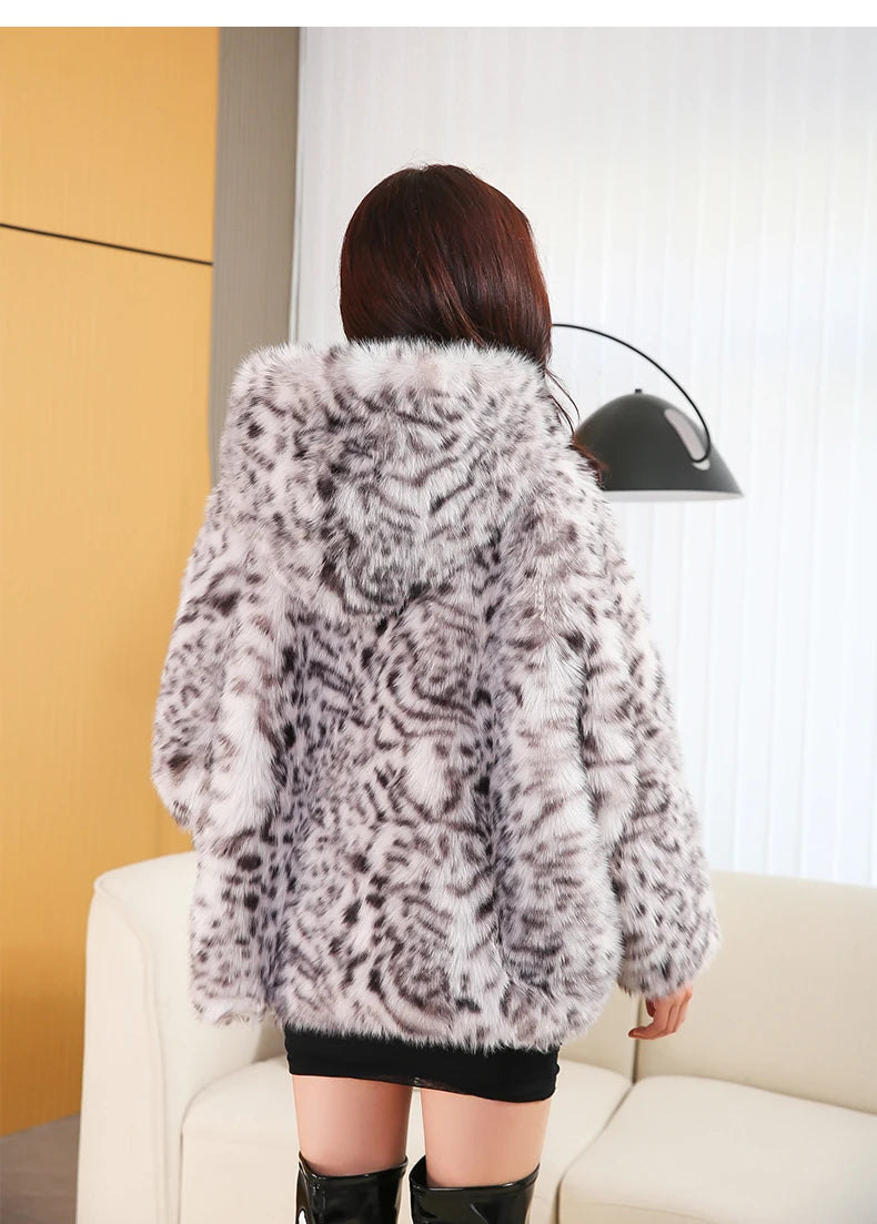 Nerazzurri Autumn Winter Loose Stylish Luxury Colorful Hairy Thick Warm Soft Faux Fur Coat Women with Hood Fluffy Jacket 2023