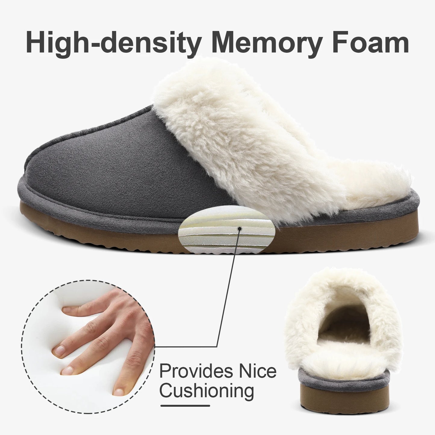 Litfun Faux Fur House Plush Slippers Fluffy Winter Slippers For Women Furry Fuzzy Home Shoes Women Warm Comfy Mute Flats Slides