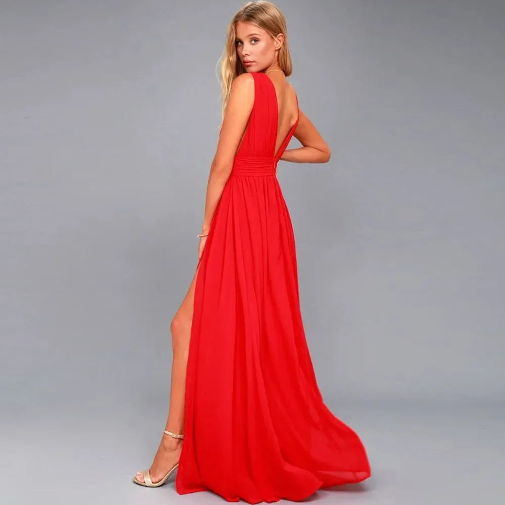 Sexy backless maxi summer dress women mesh long bodycon red Christmas party dress bridesmaid evening dresses