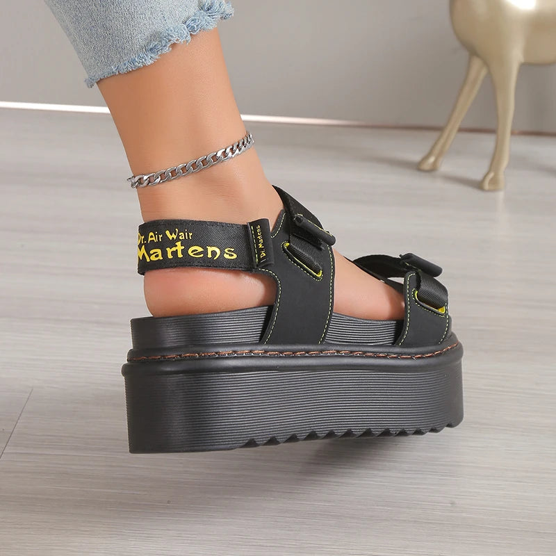 High Quality Ladies Shoes Buckle Strap Women's Sandals Party Sandals Women Round Toe Shoe Female Platform Sandal shark sandals