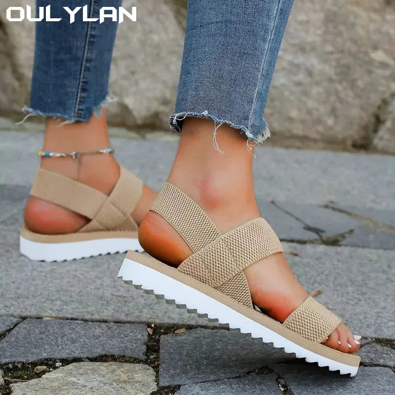 Comfortable Matching Black Shoelace Flat Sandals Women's Fashion Sandals Anti slip and Wear-resistant Soft Sole Sandals