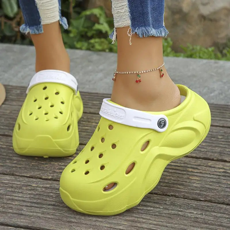 Mix Color Chunky Platform Clogs for Women Summer 2024 Soft Thick Bottom Beach Sandals Shoes Woman Non Slip Eva Wedges Slippers