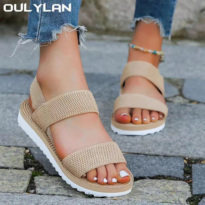 Comfortable Matching Black Shoelace Flat Sandals Women's Fashion Sandals Anti slip and Wear-resistant Soft Sole Sandals