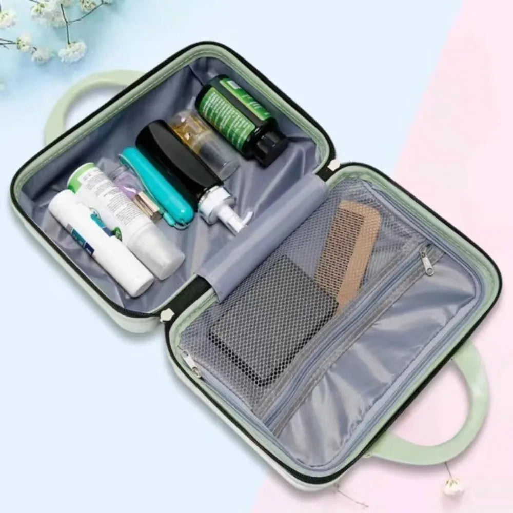 Portable Mini Handheld Luggage Storage Boxes Zipper Boarding Case ABS Waterproof Travel Suitcases Makeup Suitcase Women 14 Inch