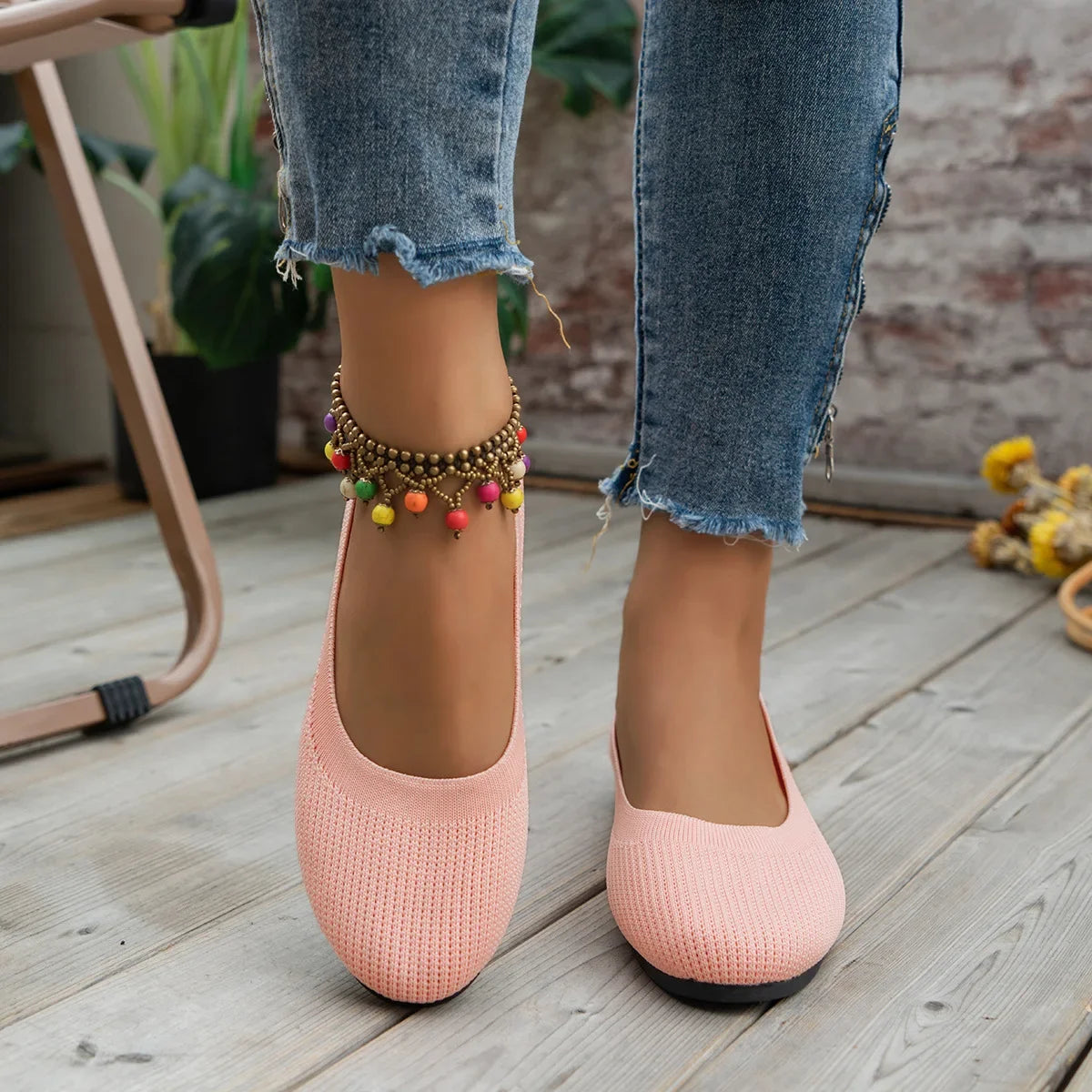 Elastic Knitting Flats Slip on Shoes for Women  Summer Breathable Soft Loafers Woman Lightweight Casual Shoes Mom Moccasins