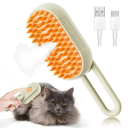 Coffee Steam Pet Brush 3-in-1 Grooming Comb for Dogs & Cats – Spray Massage Brush for Tangled & Loose Hair Removal (1–2pcs)