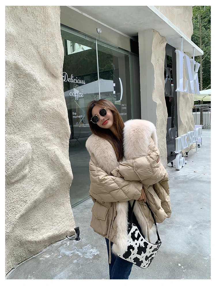 2024 Luxury Fur Collar Long Coats 2024 Women Winter Soft Warm Loose Jacket Puffer Parka Female Windproof Snow Outwear Coats