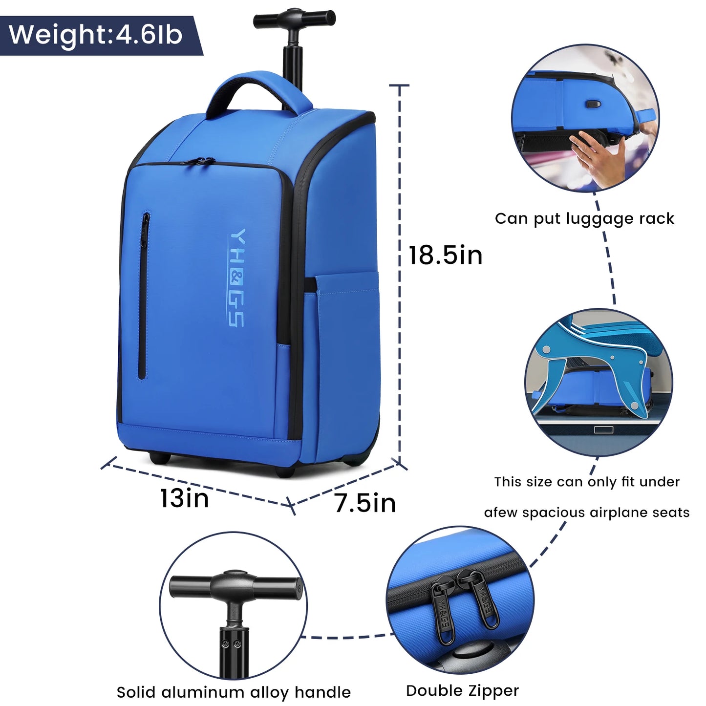 Business Rolling Luggage Backpack Waterproof Backpack with Wheels Travel Trolley Bags Carry on Luggage Bags Cabin Carry on Bag