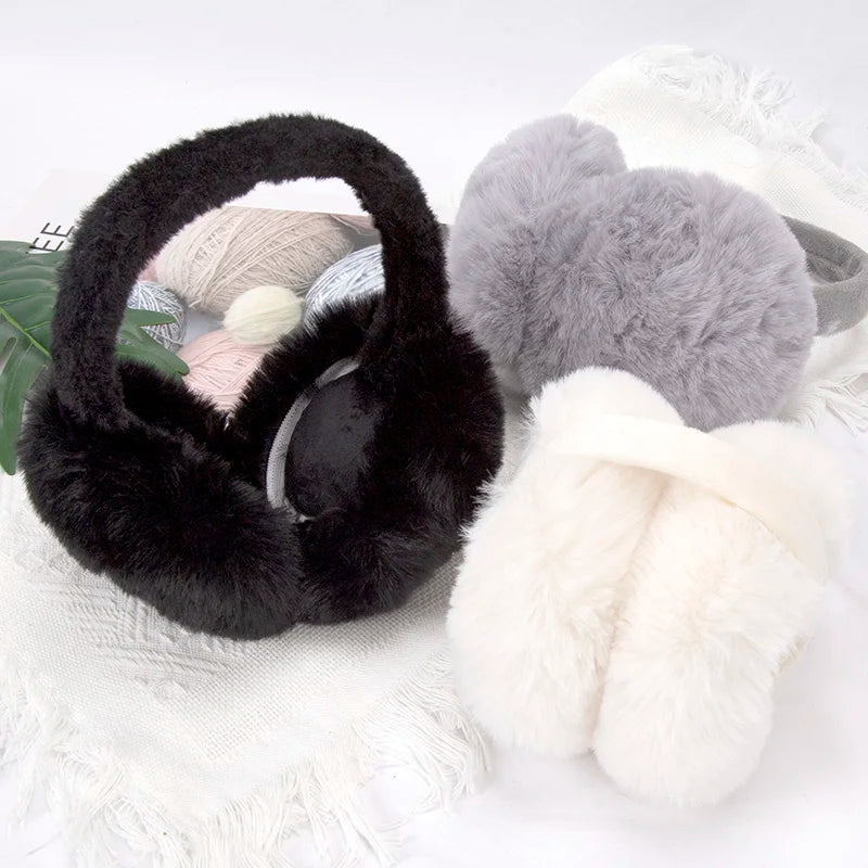 New Autumn Winter Soft Earmuffs Women Men Ear Keep Warmer Plush Solid Color Adjustable Foldable Ear Protection Muffs Earflap