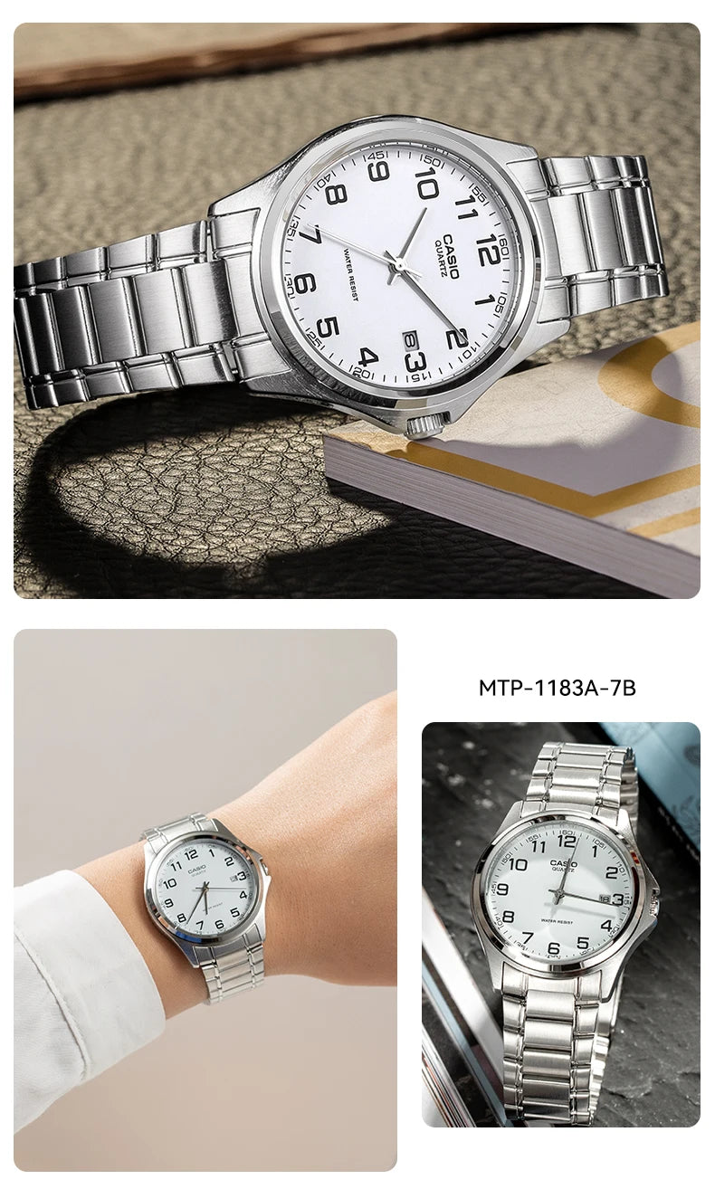 Casio MTP-1183A Women Watch Steel Belt Leather Leisure High Luxury Business Date Simple Diamond Face Quartz Watch Men Watch