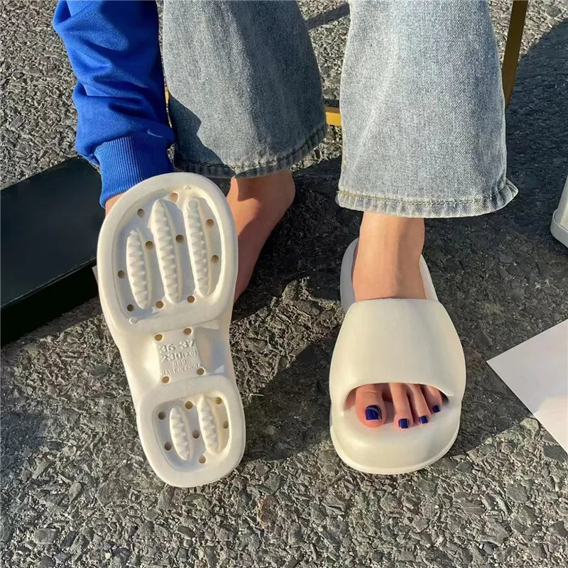 Ladies High Heels House Slippers Summer New Flip Flops Woman Eva Soft Sole Flat Shoes Non-Slip Slides Beach Sandal Candy Color