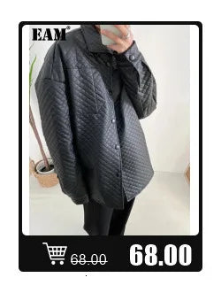 [EAM] Big Size Long Hooded Cotton-padded Coat Long Sleeve Loose Fit Women Parkas Fashion Tide New Autumn Winter 2024 JD1210