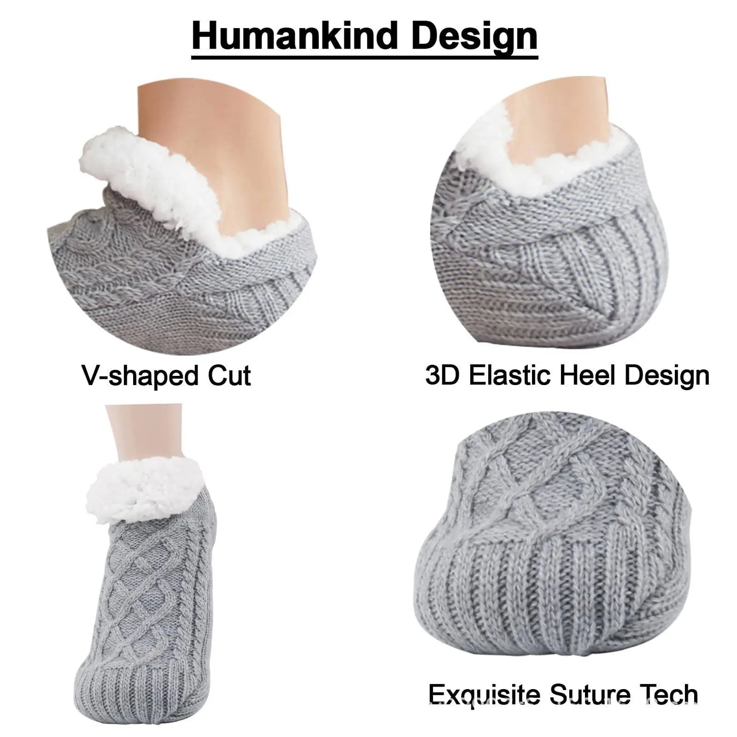 Winter Fuzzy Slipper Socks – Soft, Warm, Short Cotton Home Socks with Grip