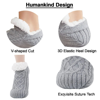 Winter Fuzzy Slipper Socks – Soft, Warm, Short Cotton Home Socks with Grip
