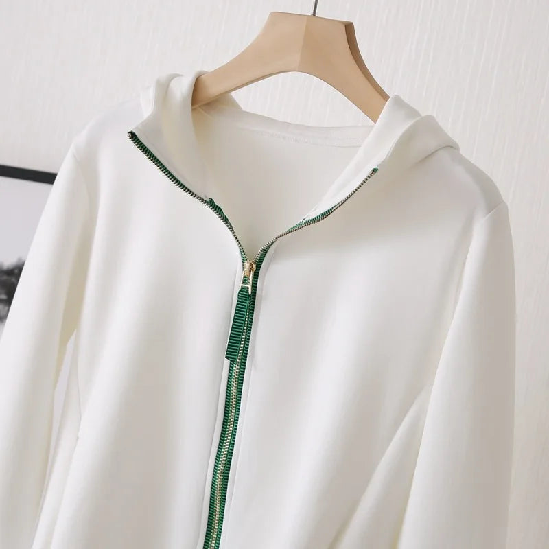 Beiyingni Women Hoodies 2023 Spring Autumn Korean Loose Sweatshirts Female Casual Hooded Hoody Preppy Lazy Zipper White Coats