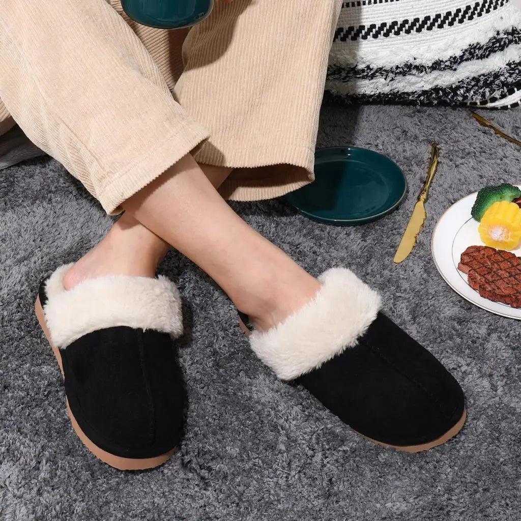 Litfun Faux Fur House Plush Slippers Fluffy Winter Slippers For Women Furry Fuzzy Home Shoes Women Warm Comfy Mute Flats Slides