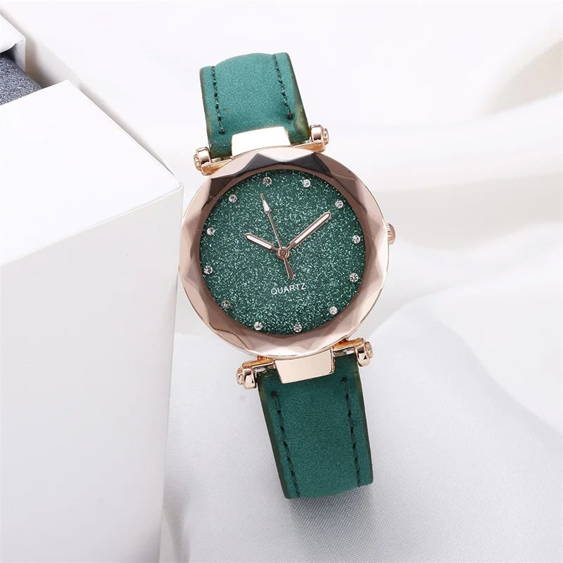 WOKAI high quality fashion casual ladies strap Quartz watch Student girl glow-in-the-dark waterproof clock retro