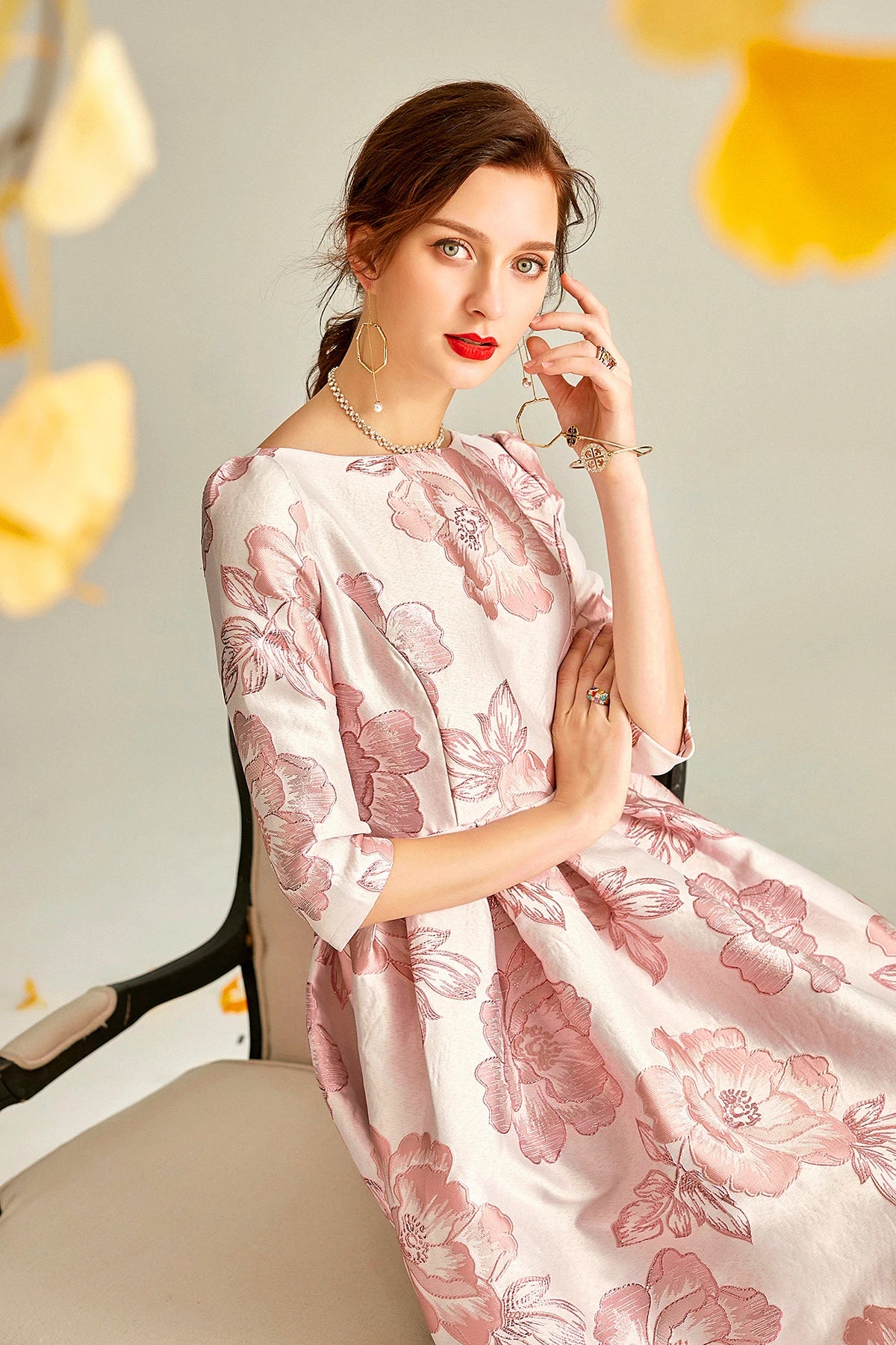 Elegant Luxury Jacquard Dress for Women 2024 New Arrival Evening Boho Floral Fashion Clothing Vintage Ladies Party Vestidos