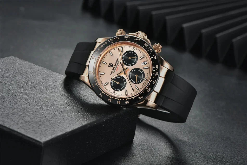 Original New PAGANI DESIGN PD-1664 Luxury Japan VK63 Movt Quartz Wristwatches Sapphire Waterproof Chronograph Gold Reloj Hombre