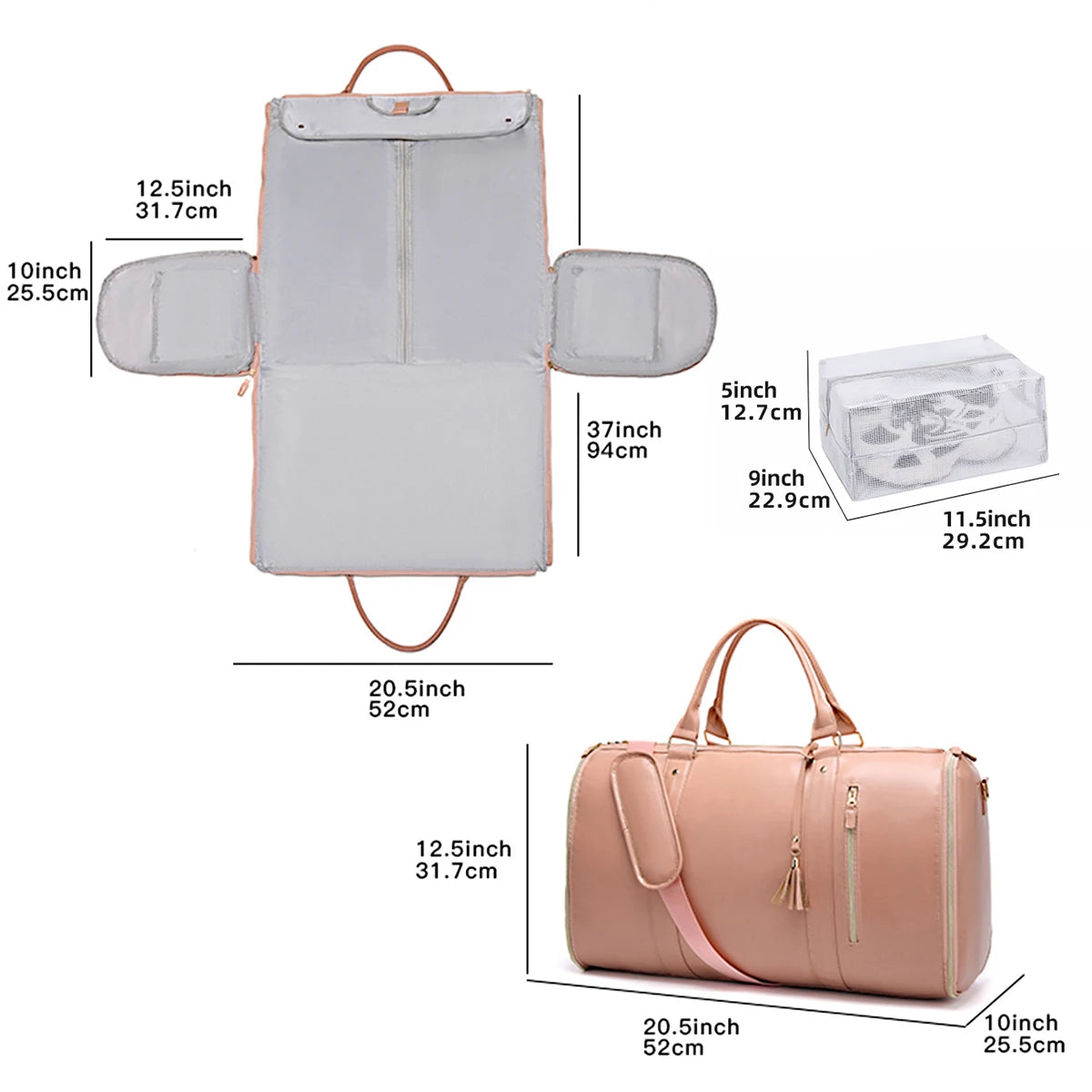 Garment Bag for Travel Carry On Travel Bag with Shoulder Strap - Ideal for Business Trips and Weekend Getaways