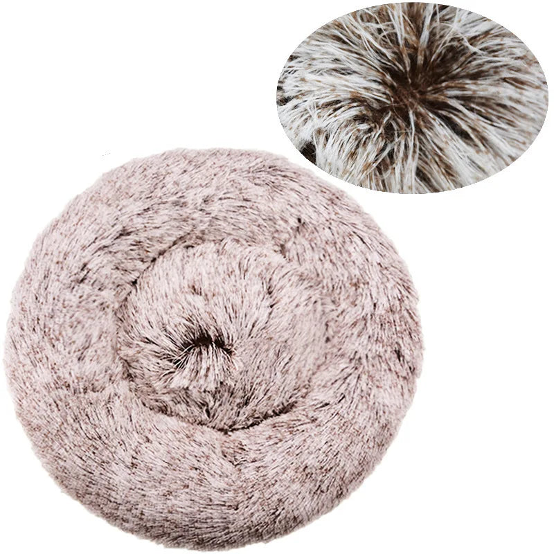 Round Plush Pet Bed – 6 Sizes (40–90 cm) for Large & Medium Dogs, Super Soft Cat Bed, Winter Warm Dog House