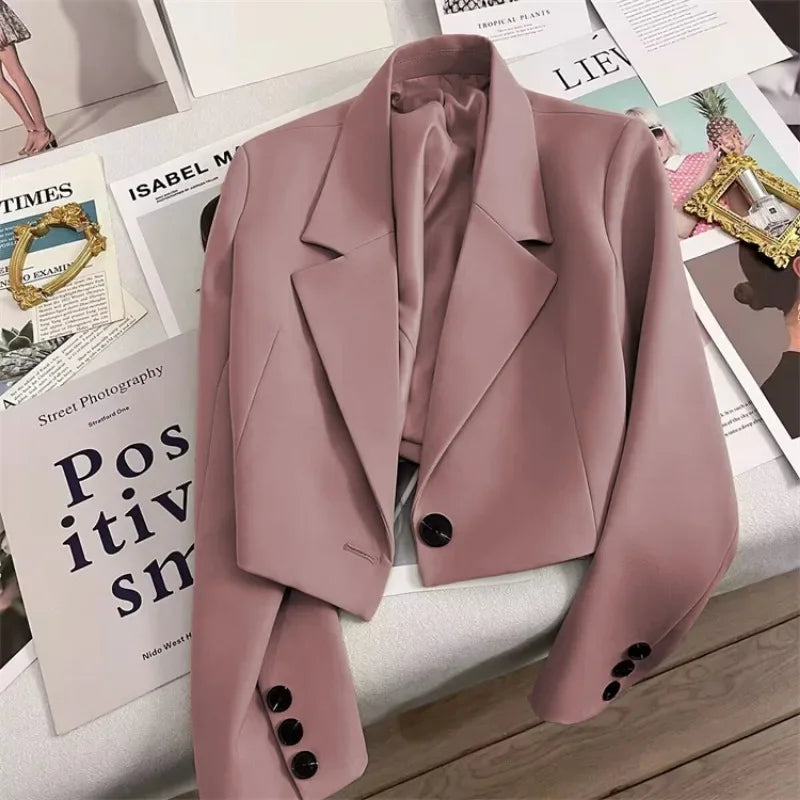 Blazer Woman Spring New Solid Color Temperament Suit Jacket Fashion Trend Suit Elegant Outerwears Korean Reviews Many Clothes