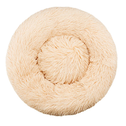 Cream Round Plush Pet Bed – 6 Sizes (40–90 cm) for Large & Medium Dogs, Super Soft Cat Bed, Winter Warm Dog House