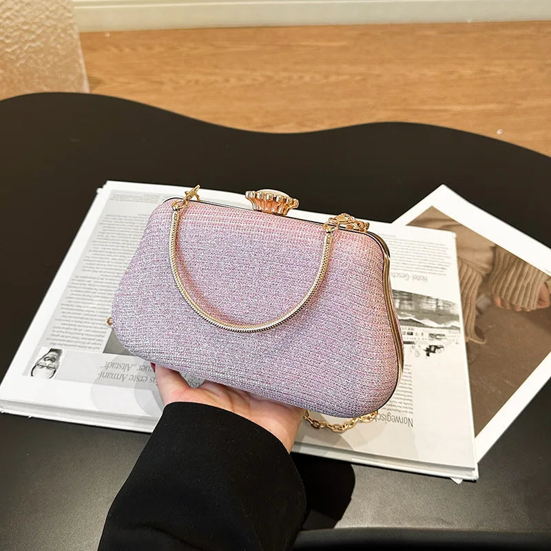 Luxury High Design Women Evening Bag Brand Party Banquet Glitter Bag For Ladies Wedding Clutch Handbag Shoulder Bag Chain Bolsas