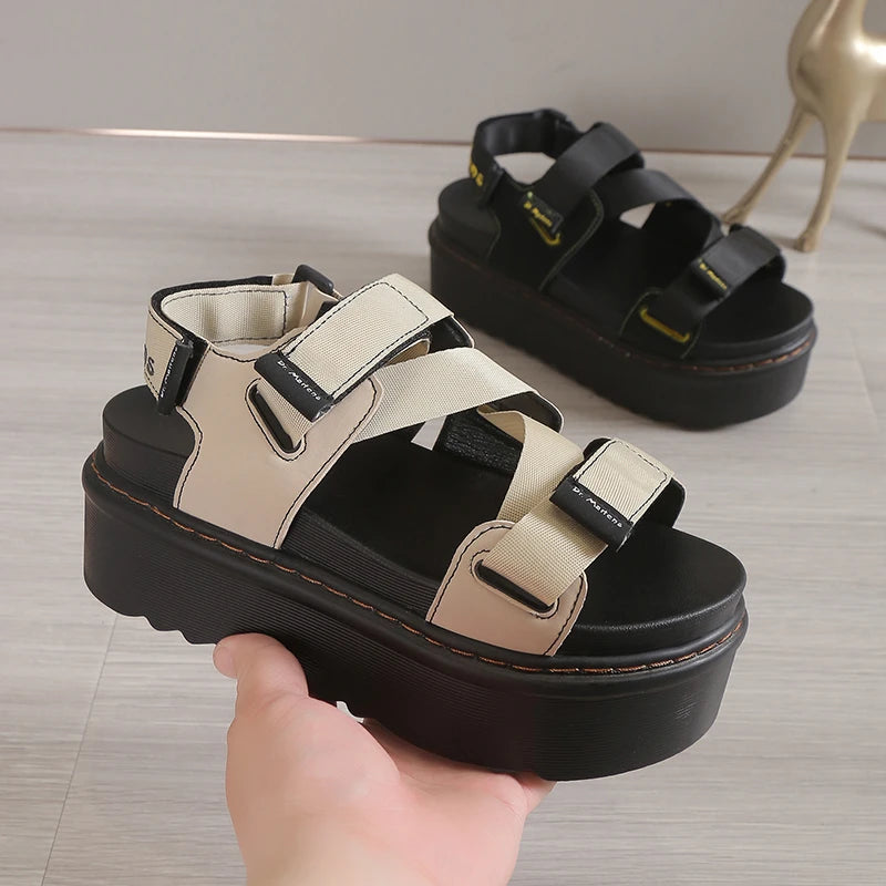 High Quality Ladies Shoes Buckle Strap Women's Sandals Party Sandals Women Round Toe Shoe Female Platform Sandal shark sandals