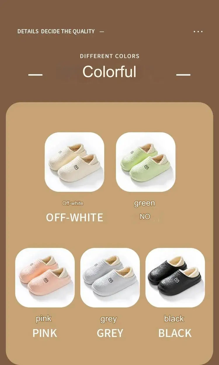 Cotton Slippers Home Bear Ladies Winter New Indoor Home Waterproof Non-slip Men and Women Plus Velvet Warm Confinement Shoes