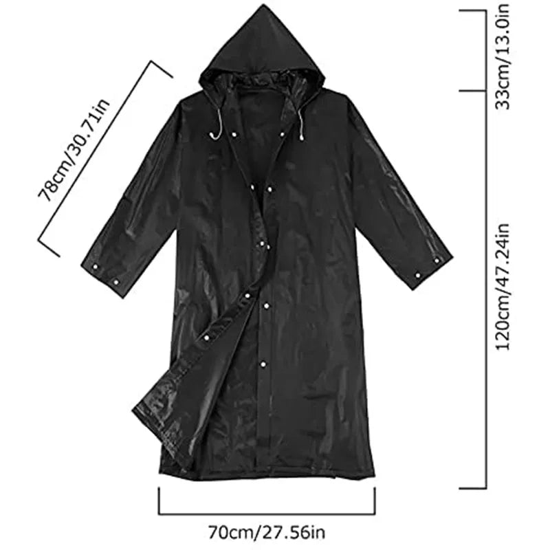 EVA Long Raincoat Unisex Male Women Rain Coats Poncho Suit Jacket Tourist Bike Ladies Running Hooded Hiking Rainwears Waterproof