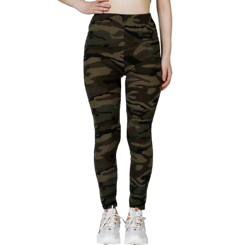 Camouflage Gray Green WOMEN'S Casual Sports Leggings 9%