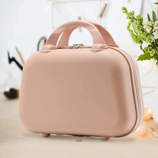 Portable Mini Handheld Luggage Storage Boxes Zipper Boarding Case ABS Waterproof Travel Suitcases Makeup Suitcase Women 14 Inch