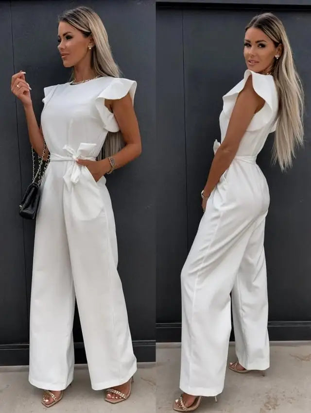 2024 Summer Short Sleeve Wide Leg Jumpsuit For Women Elegant Romper Vintage Streetwear Jumpsuits Overalls Women Jump Suit Woman