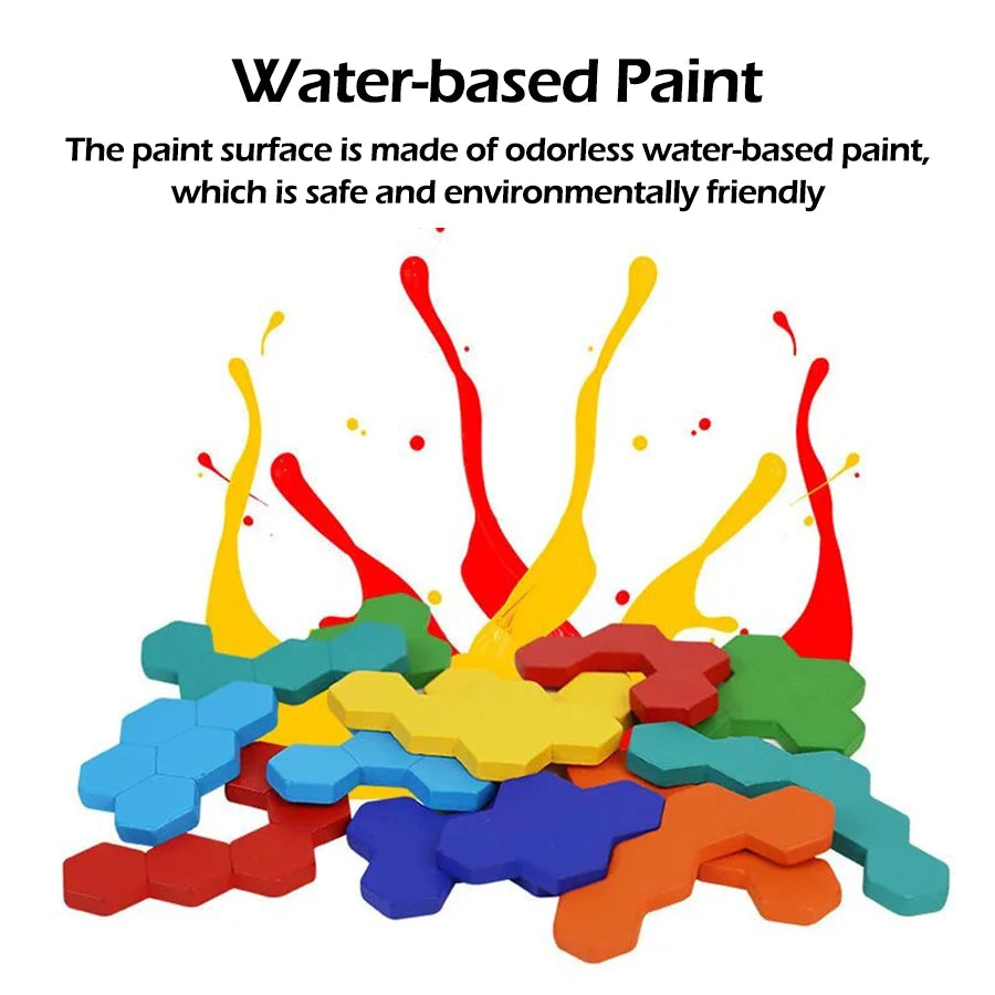 1 pcs Wooden Tangram Puzzle – Educational Brain Game for Kids & Preschool Montessori Toys