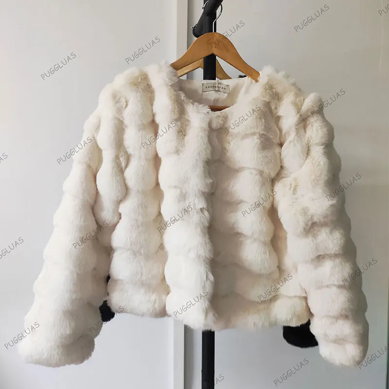 2024 Winter Fashion Faux Fur Coat Women Korea Fashion Warm Feather Coats Cardigan Short Outercoat Lady Party Elegant Outfits New